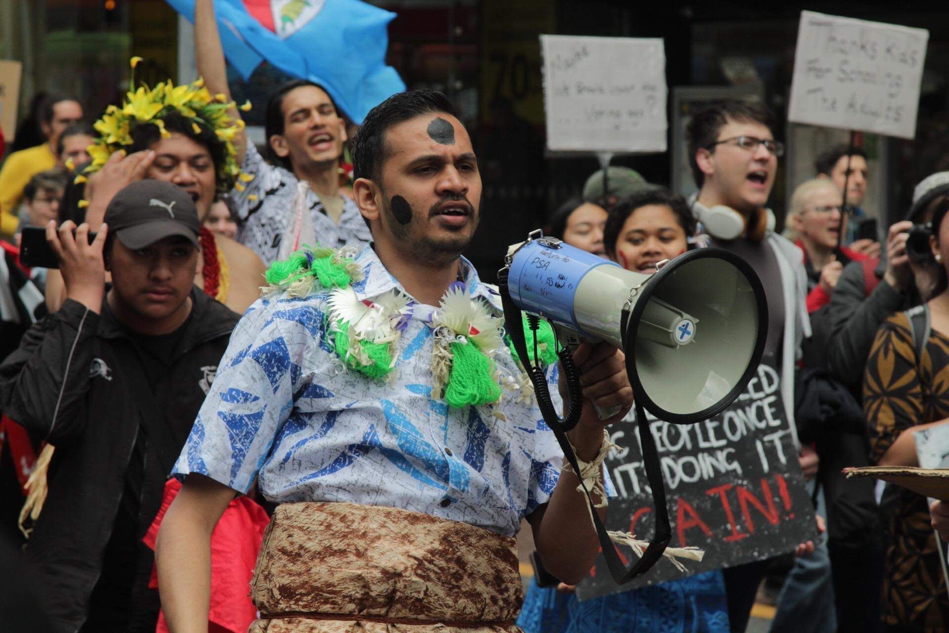 Sivendra Michael at a climate action event