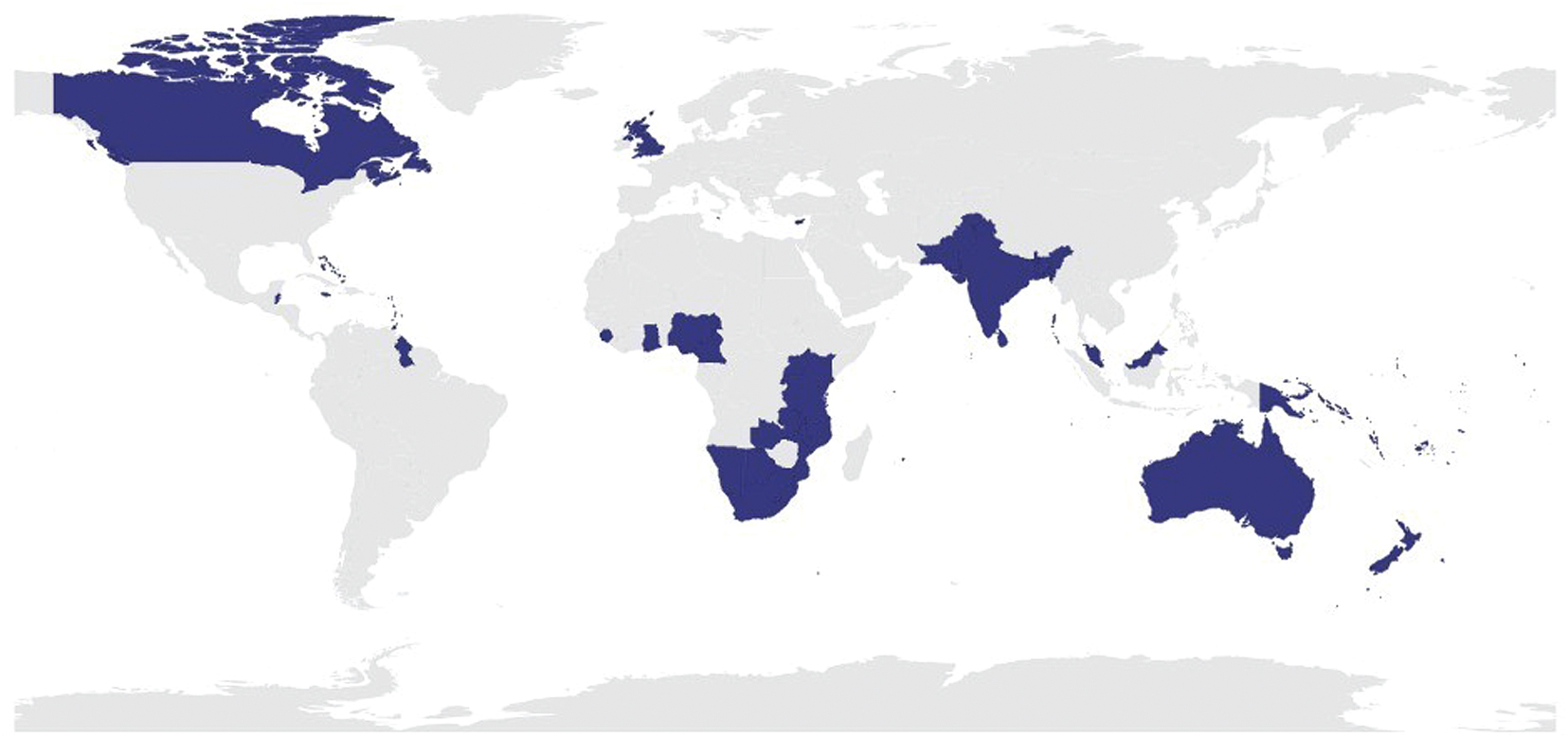 Map of ‘The Commonwealth’ showing 54 independent countries