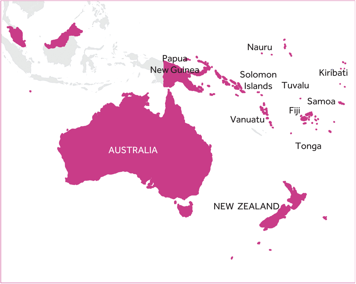 Map of the Pacific showing the Commonwealth countries