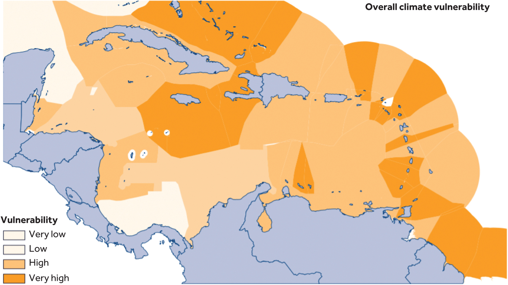 Overall climate vulnerability in the Caribbean region