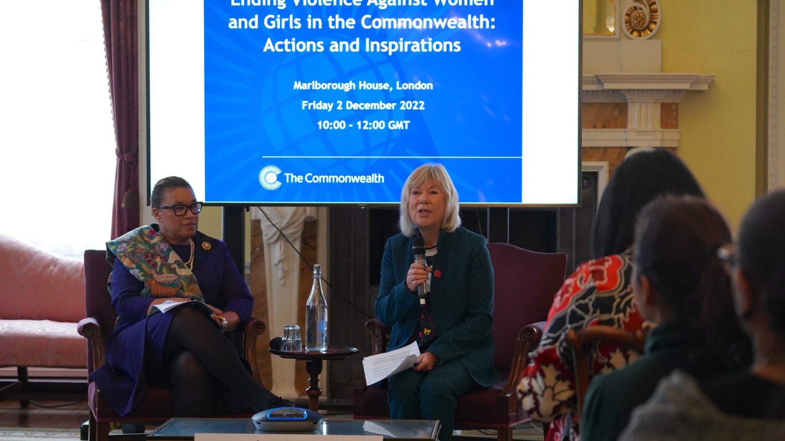 Jude Kelly CBE, Founder of the WOW Foundation, moderated the discussion with the Commonwealth Secretary-General