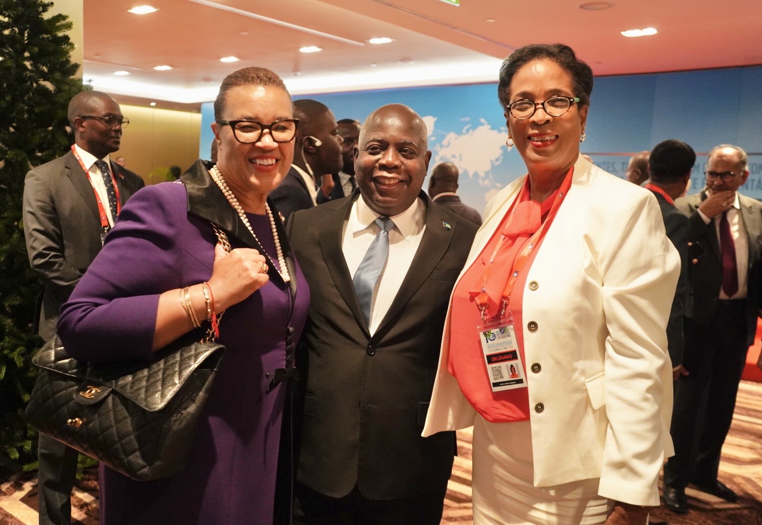The Hon. Philip E. Davis QC, Prime Minister of The Bahamas and Hon Sandra Husbands Minister of State in Ministry of Foreign Affairs and Foreign Trade, Barbados