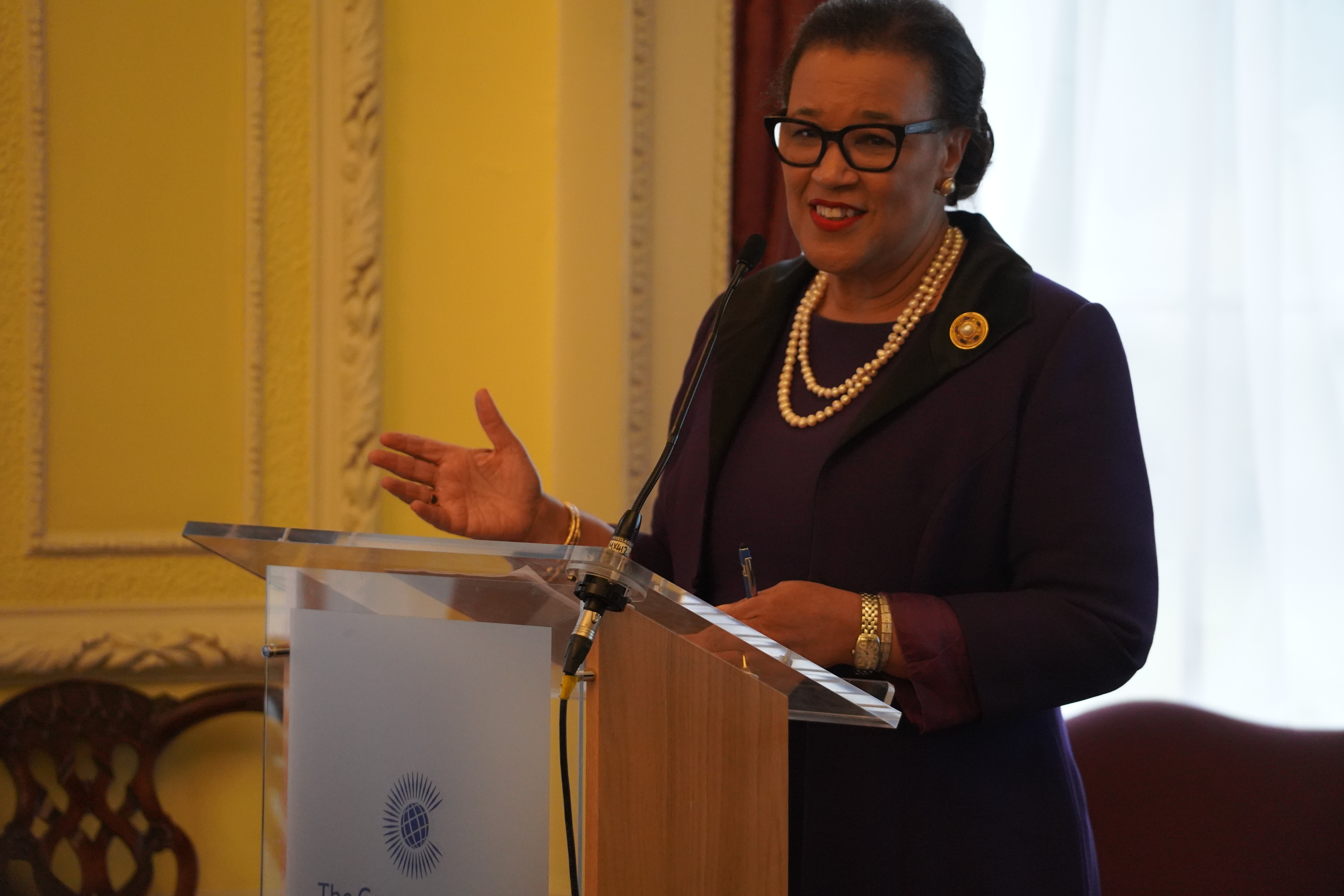 Commonwealth Secretary-General speaking at the youth event