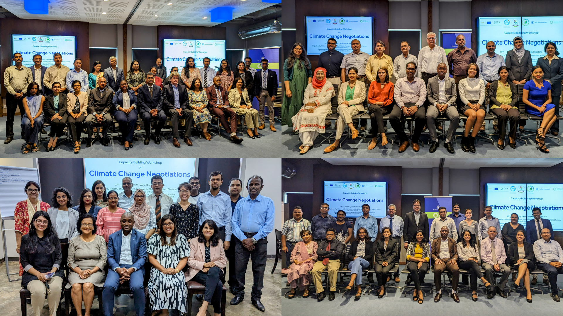 Collage of group photos of participants in Mauritius CFAH training