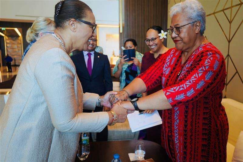 The Commonwealth Secretary-General, the Rt Hon Patricia Scotland, and PM of Samoa Fiamē Naomi Mataʻafa