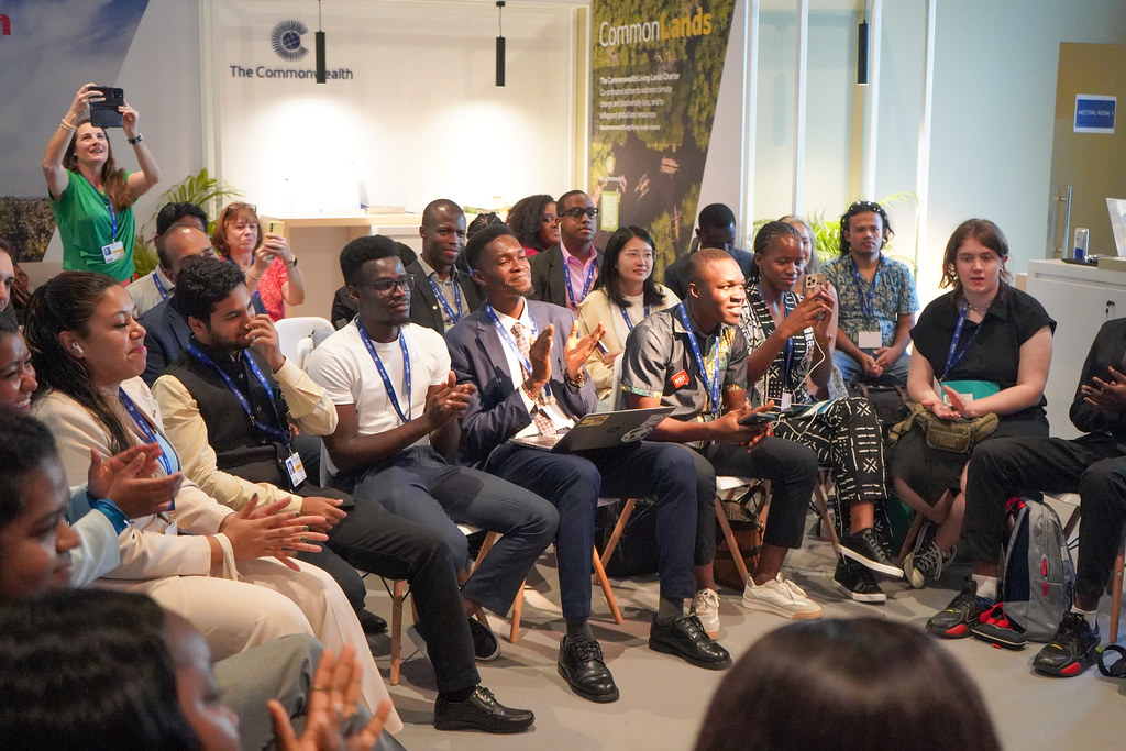 Youth delegates at the Commonwealth pavilion