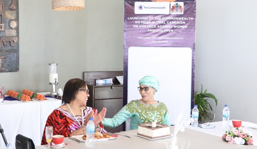 The Commonwealth Secretary-General, the Rt Hon Patricia Scotland KC, and First Lady Fatoumatta Bah-Barrow of The Gambia at the launch of The Gambia Says NO MORE campaign