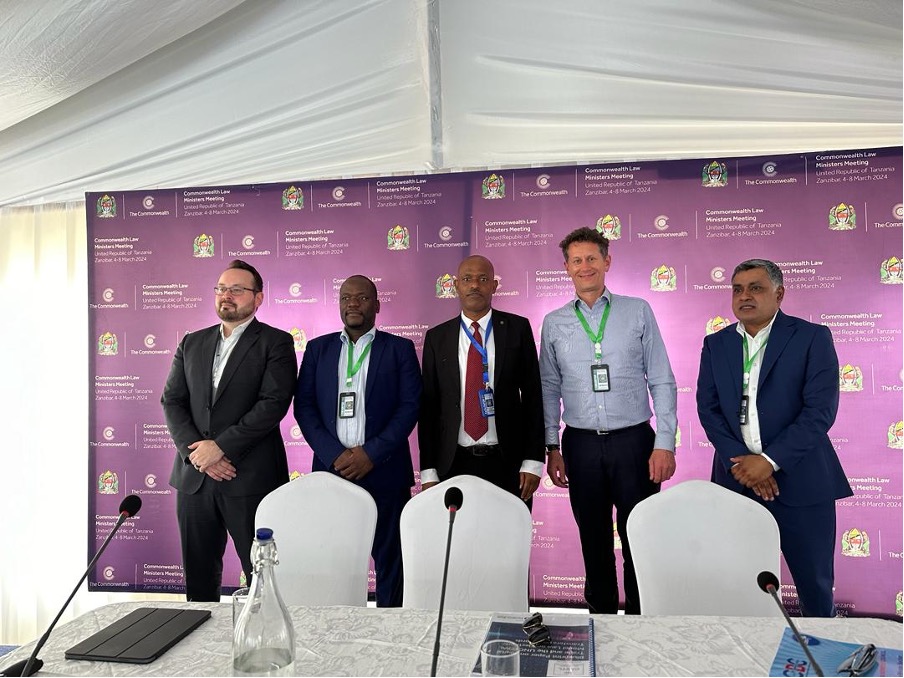 Group photo of speakers at a Connectivity Agenda event at the Commonwealth Law Ministers Meeting in Zanzibar