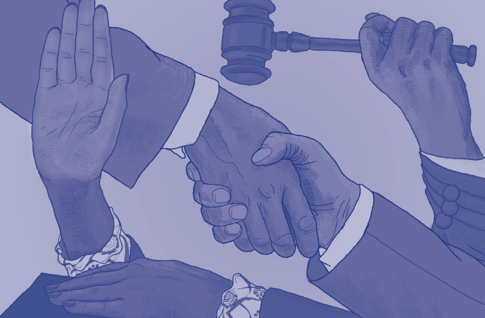 An illustration representing the branches of government - Executive, Legislature and Judiciary