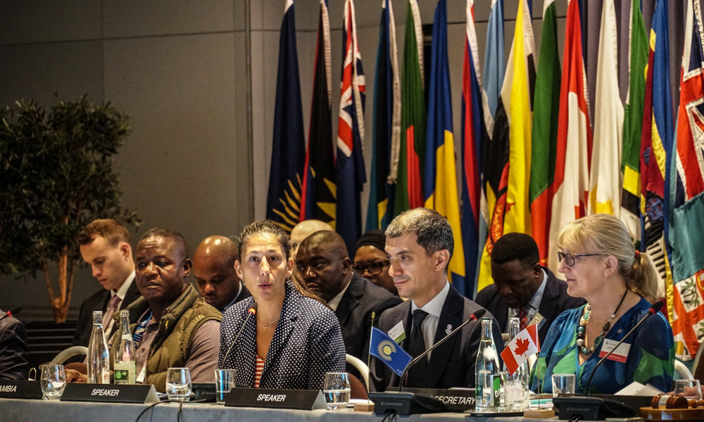 Ms Sophie Kwasny, Enlarged Partial Agreement on Sport (EPAS), Council of Europe; Mr Giuseppe Deleonardis, International Olympic Committee (IOC) and Commonwealth Secretariat Conference Secretary, Deborah Jamieson