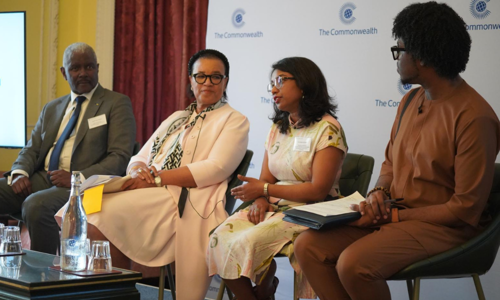 Panel at the launch event for final report for "Their Future, Our Action and the COMPASS Model: A New Approach to Finance in Commonwealth Small Island Developing States." 