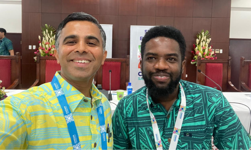 Unnikrishnan Nair and Jevanic Henry, a UN Secretary-General Youth Climate Adviser