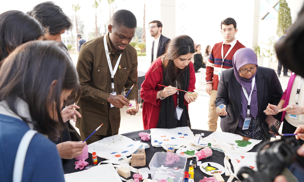 Young people taking part in an art activity 