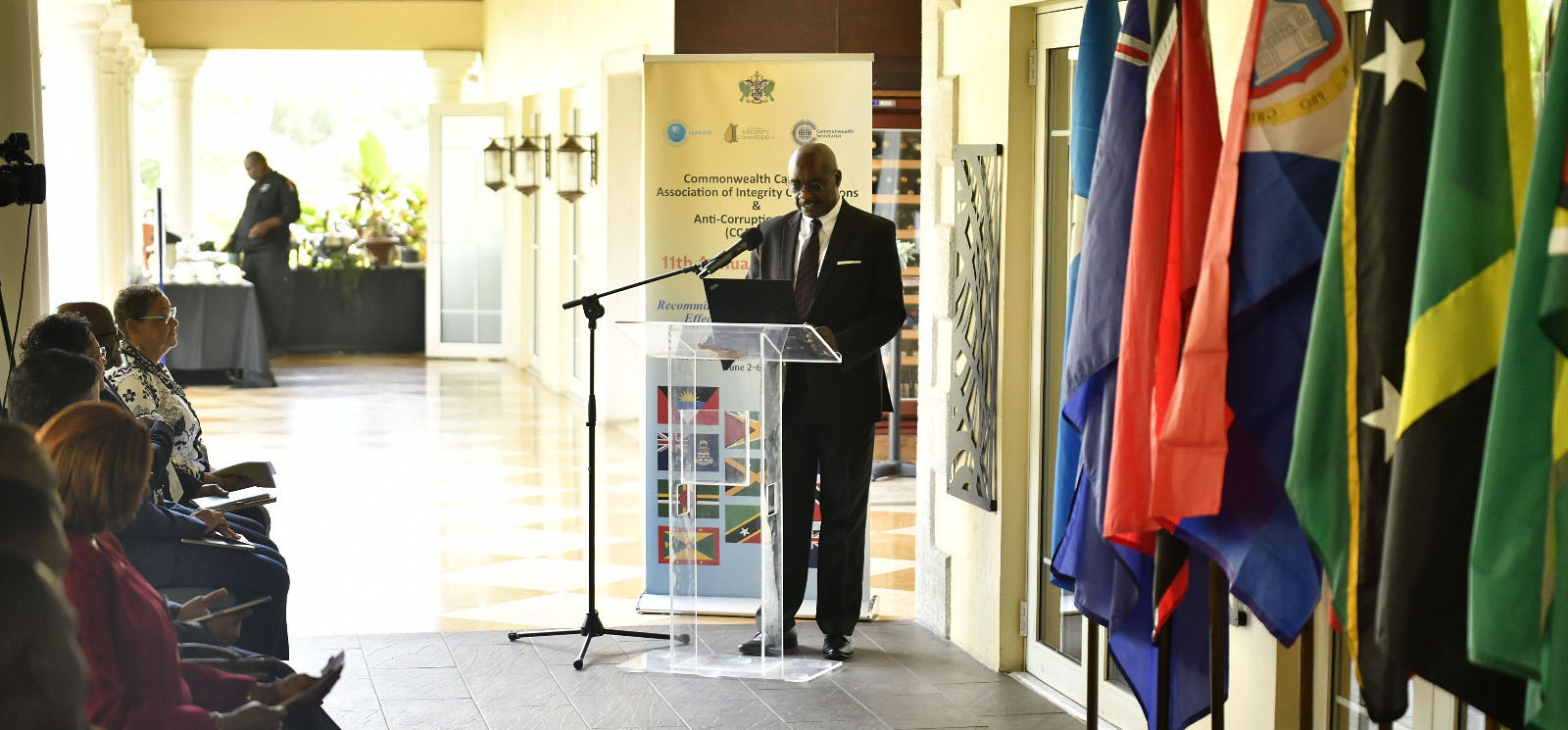 Dr Roger Koranteng speaking at the Commonwealth anti corruption conference in Saint Lucia