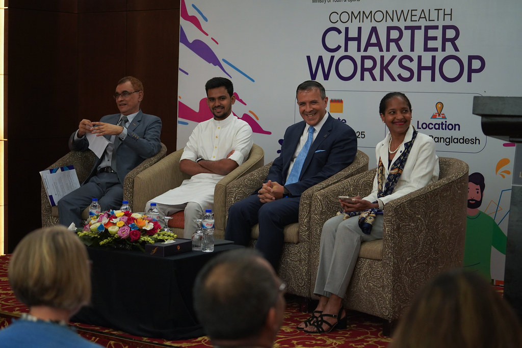 Four people on the panel at the Commonwealth Charter workshop in Bangladesh
