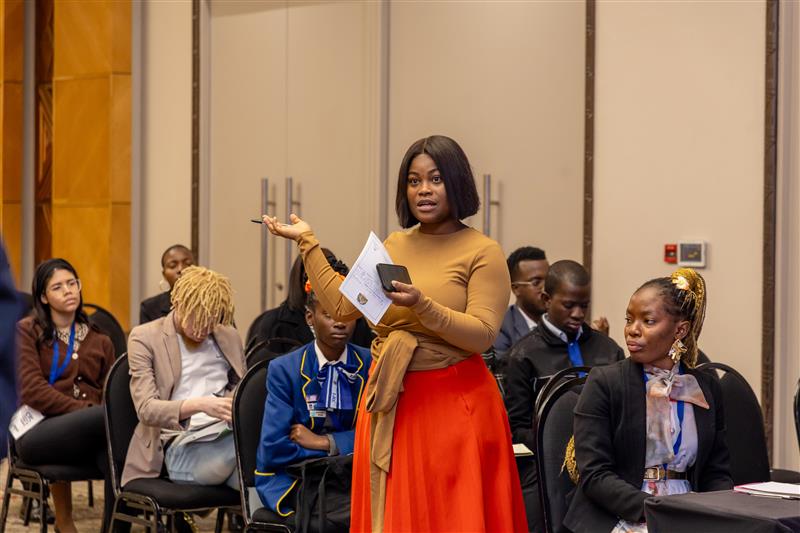 lady in audience asking question