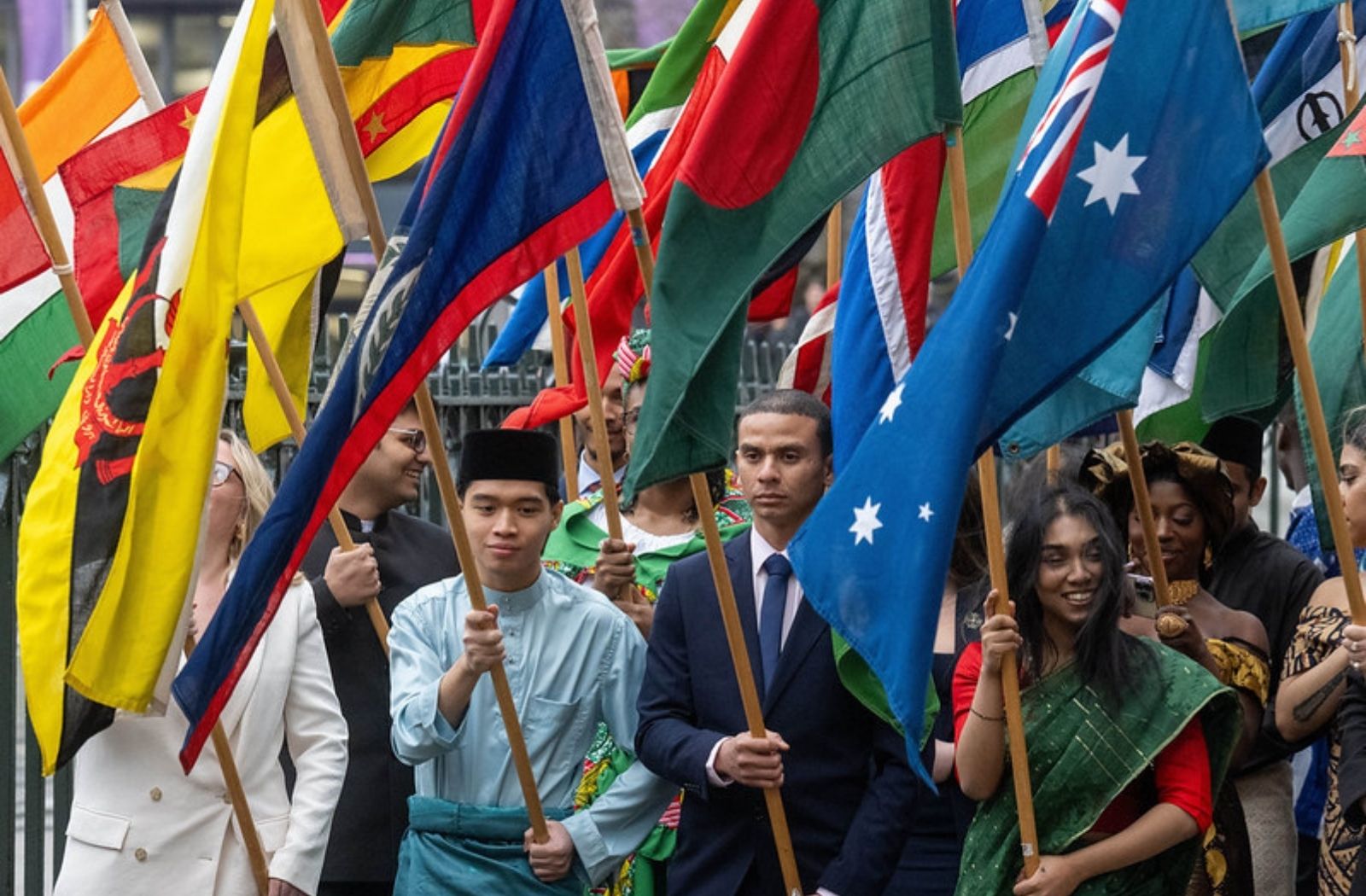 Flags outside Westminster Abbey 2024