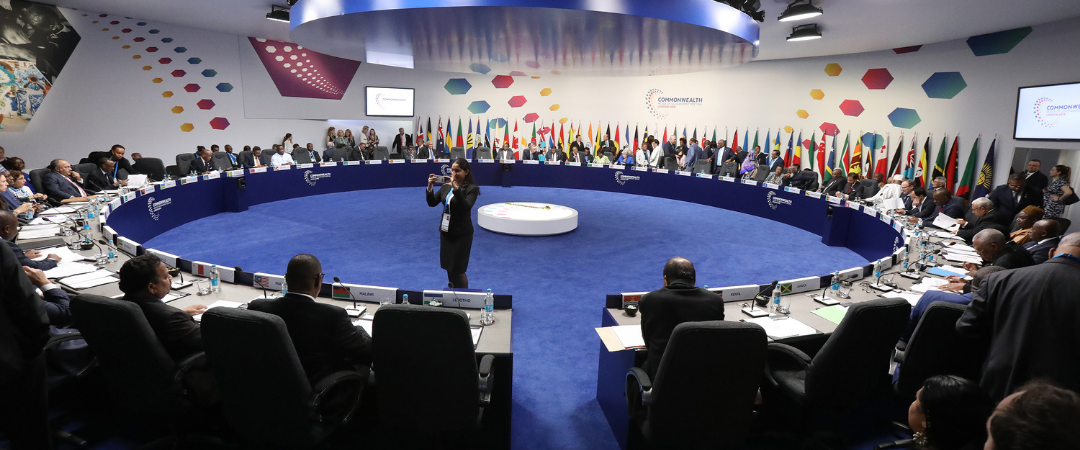 Ministers sit around a table at CHOGM 2018 in London