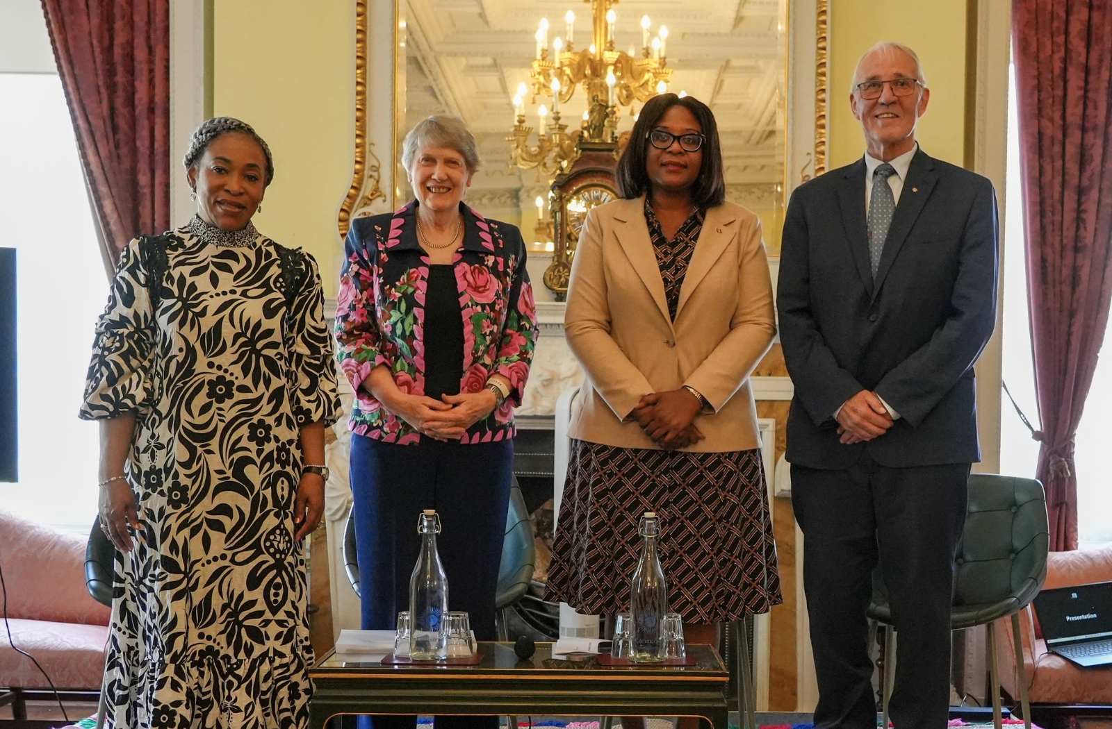 Group photo of the Commonwealth Secretary-General Shirley Botchwey and panellists at the Marlborough House Dialogue