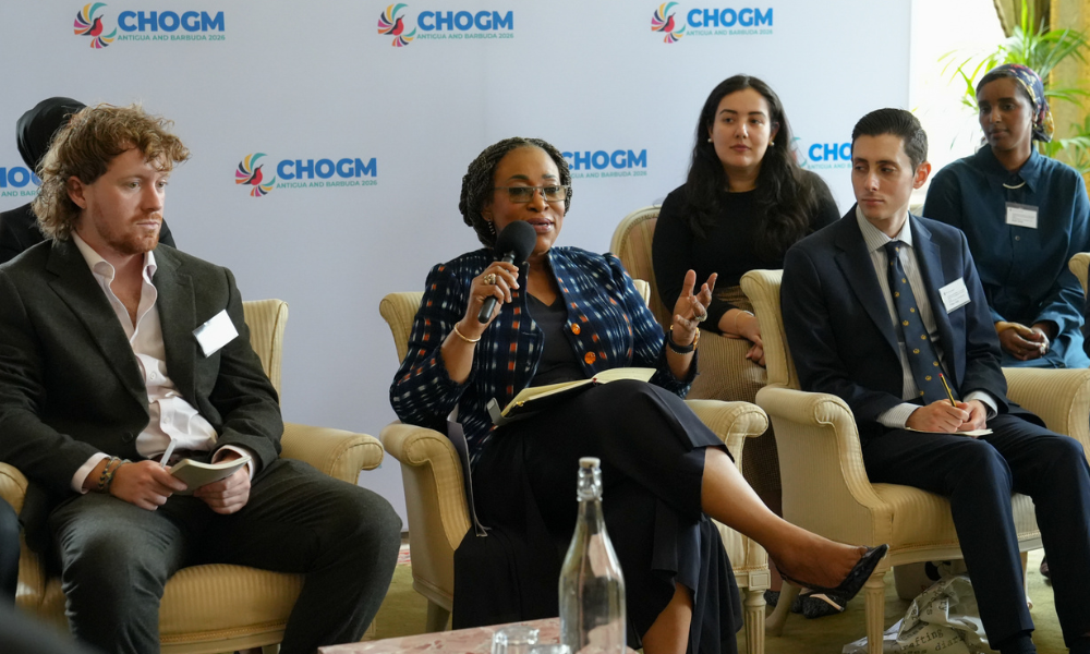 Secretary-General speaking during the intergenerational dialogue
