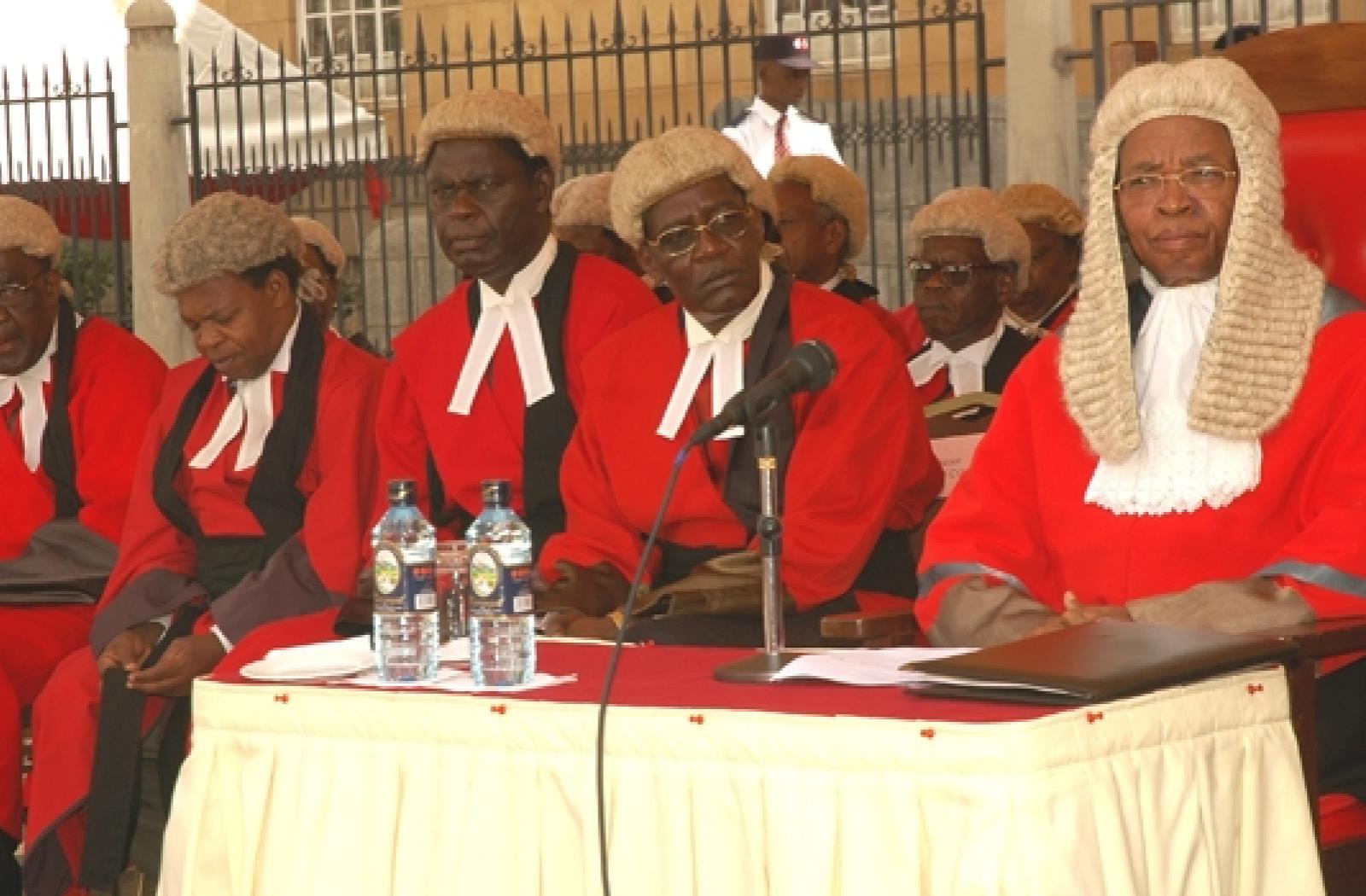 Judges in a seating in a row