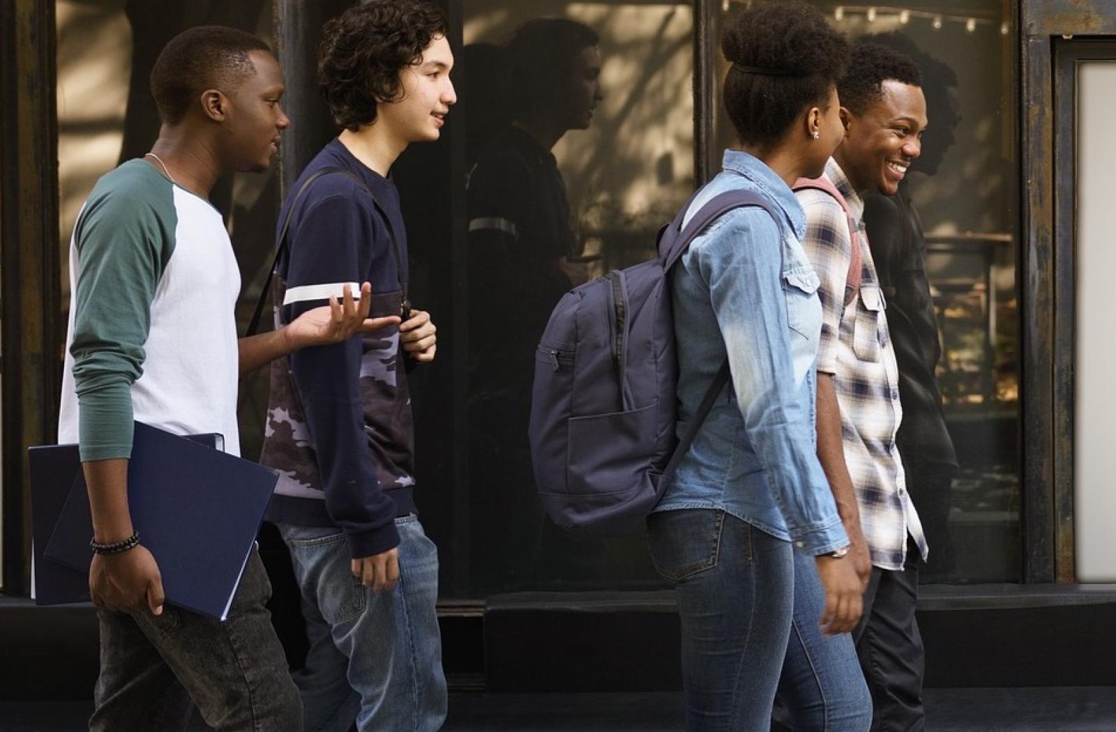 Group of students walking together