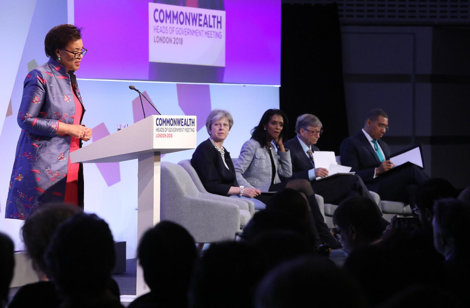 CHOGM 2018 Theresa May SG Bill Gates