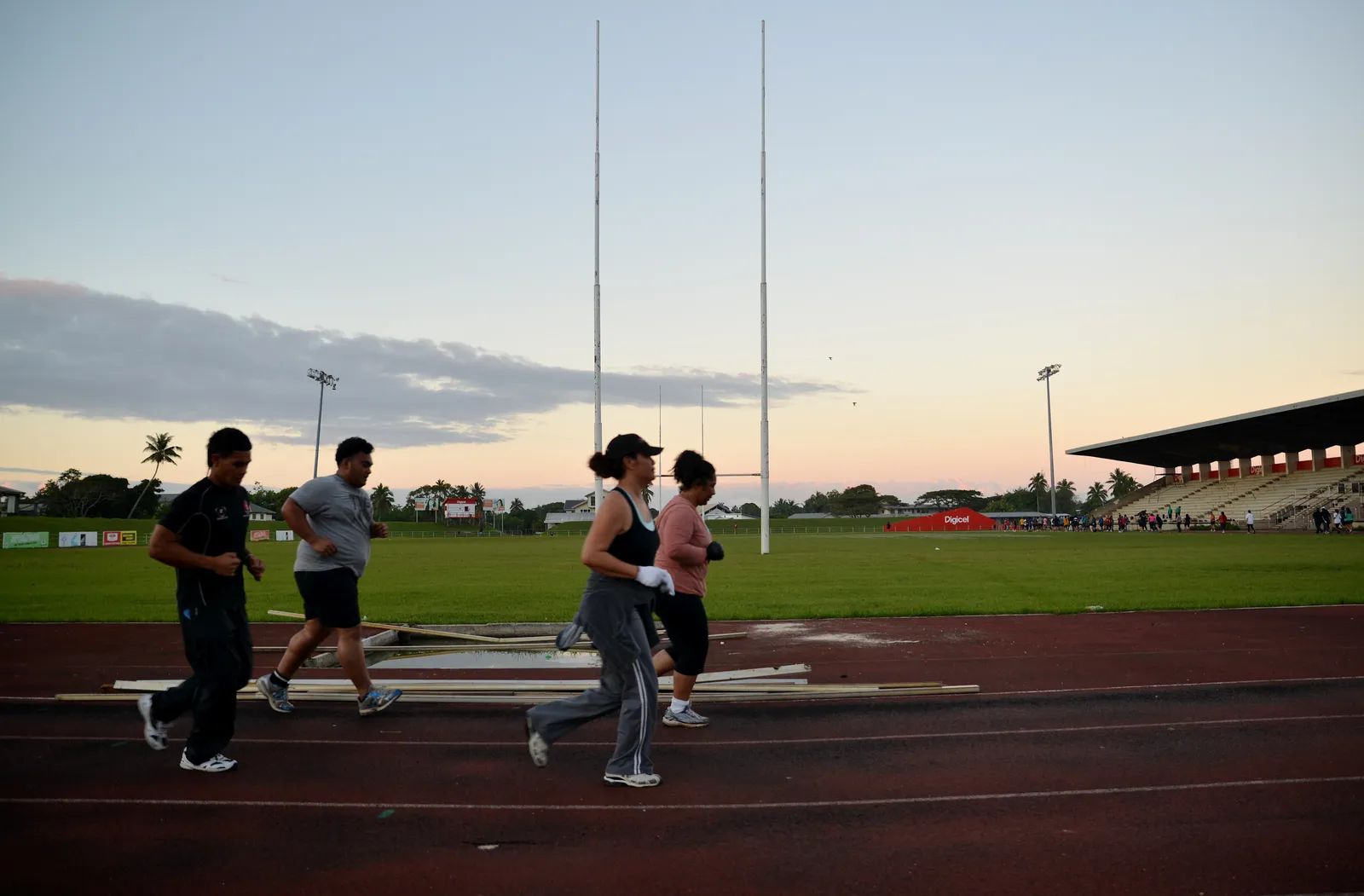 People running morning laps in Tonga