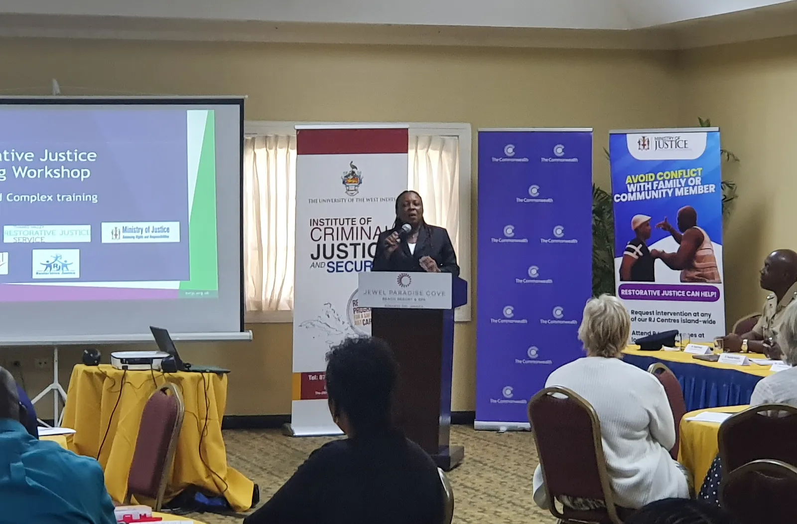 Woman speaking at the training