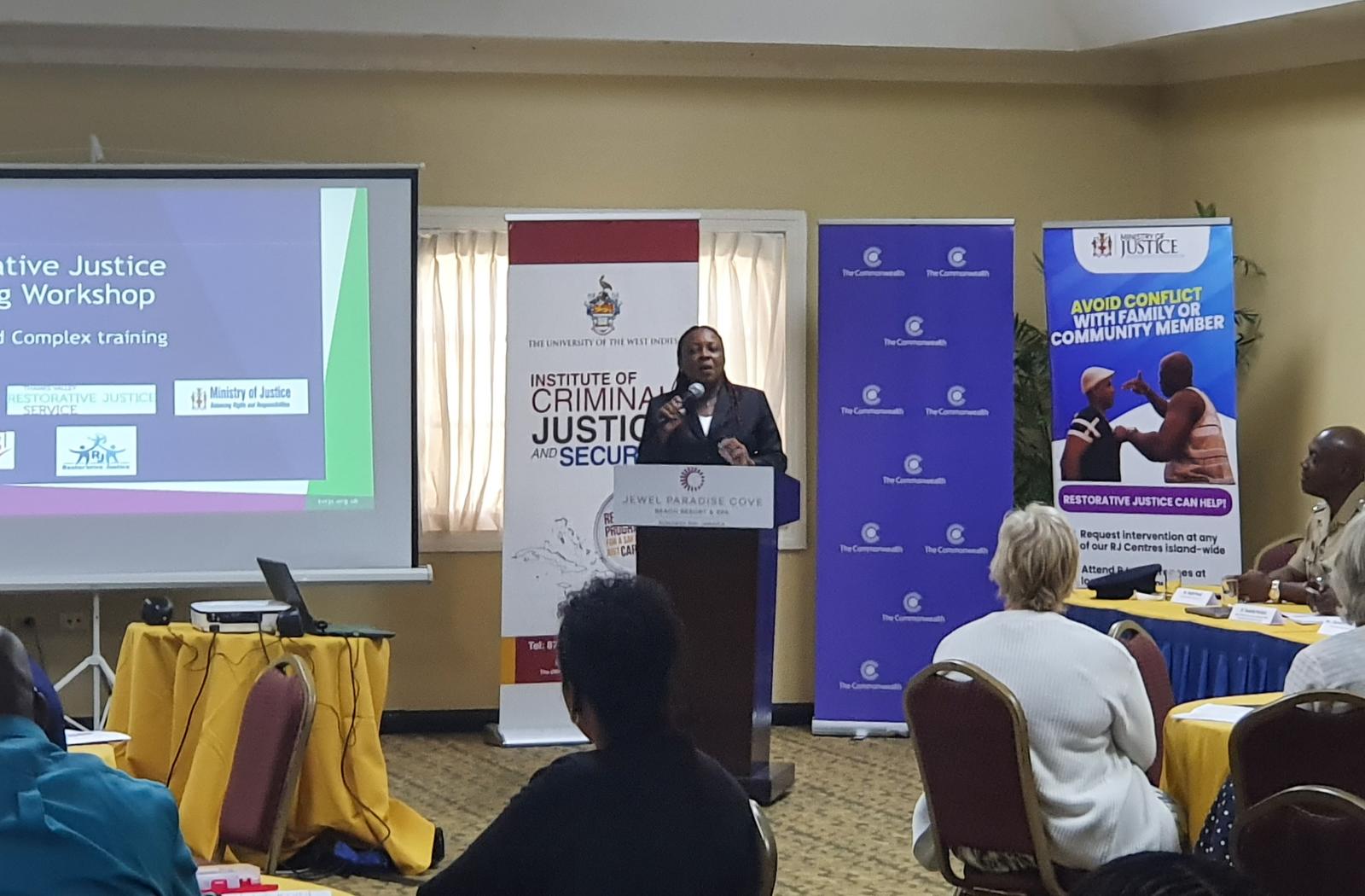 Woman speaking at the training