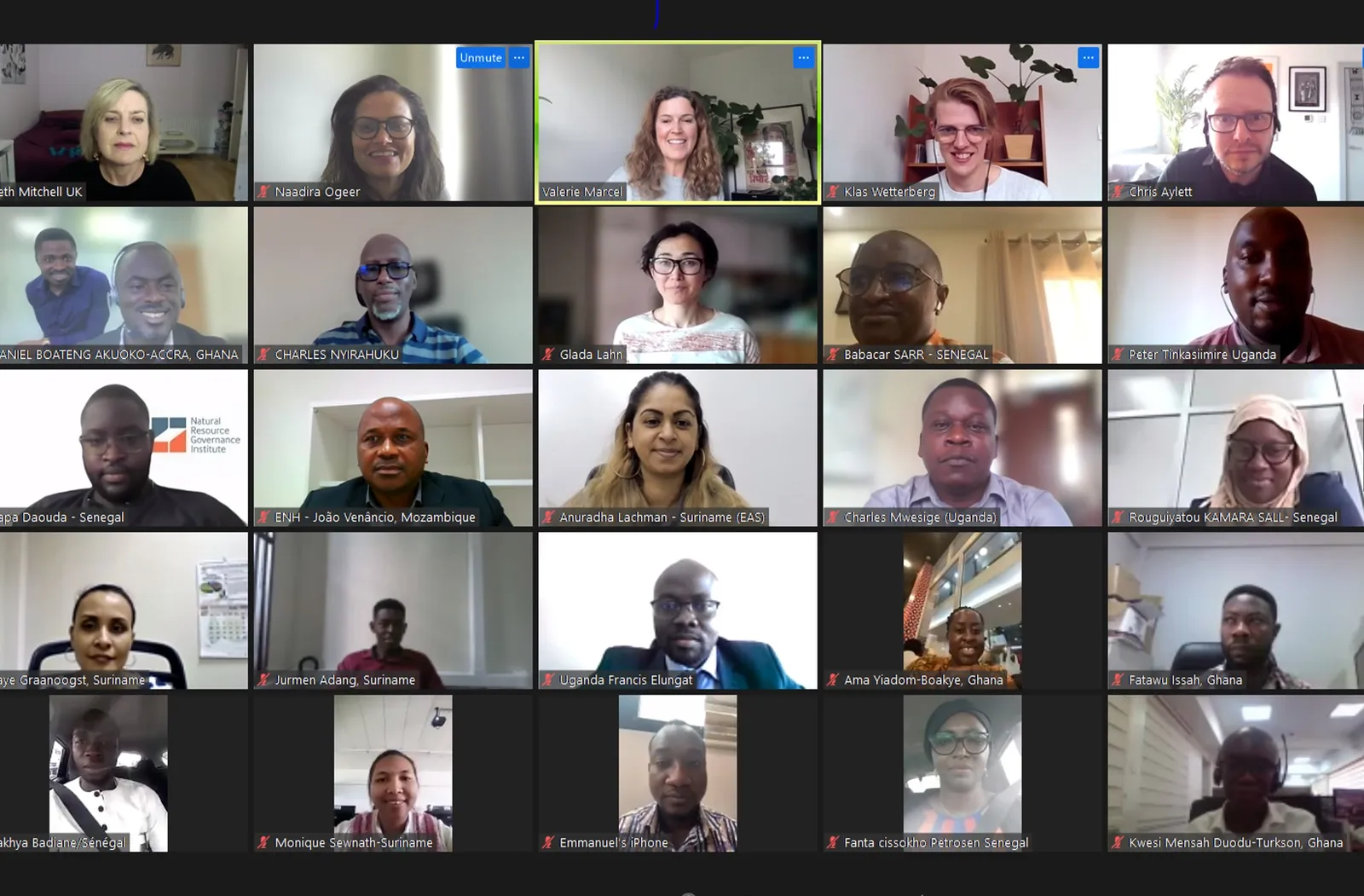 Screenshot of the event participants 