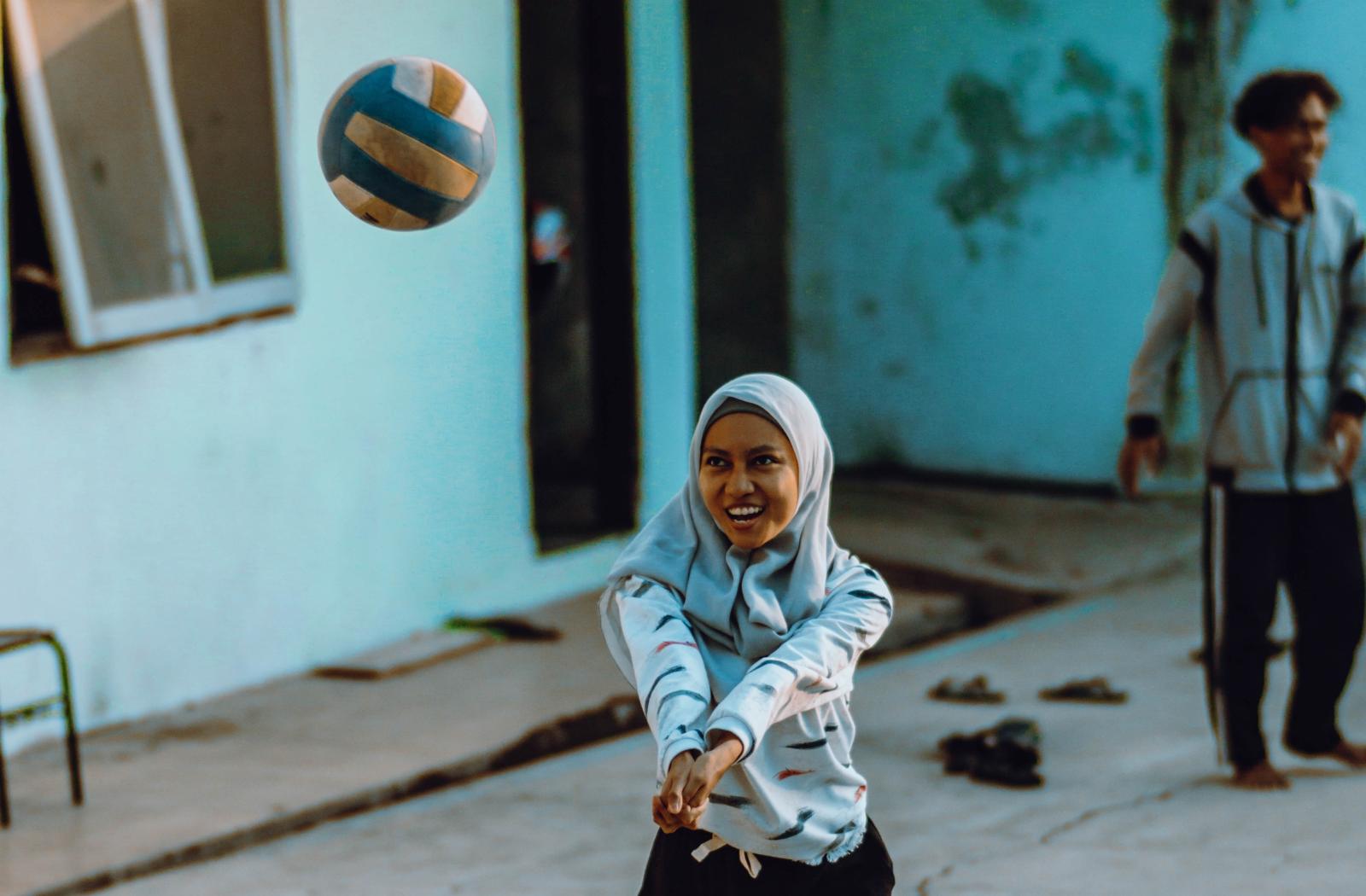 Woman playing volleyball