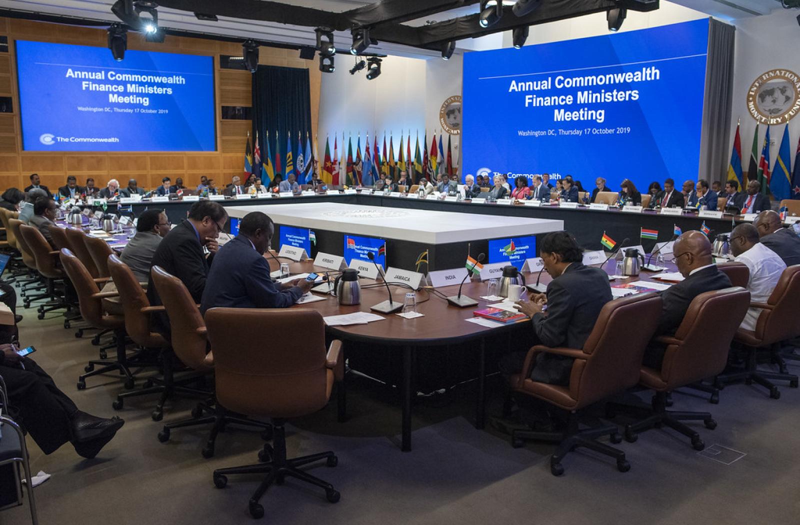 Finance ministers gather at the Commonwealth Finance Ministers Meeting on 17 October 2019