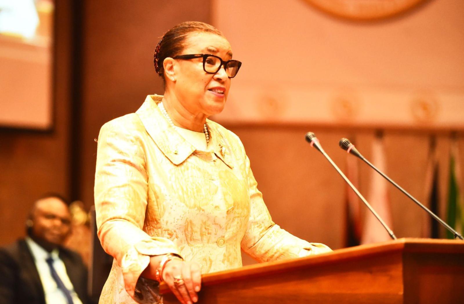 Commonwealth Secretary-General The Rt Hon Patricia Scotland KC, addresses the Pan-African Parliament