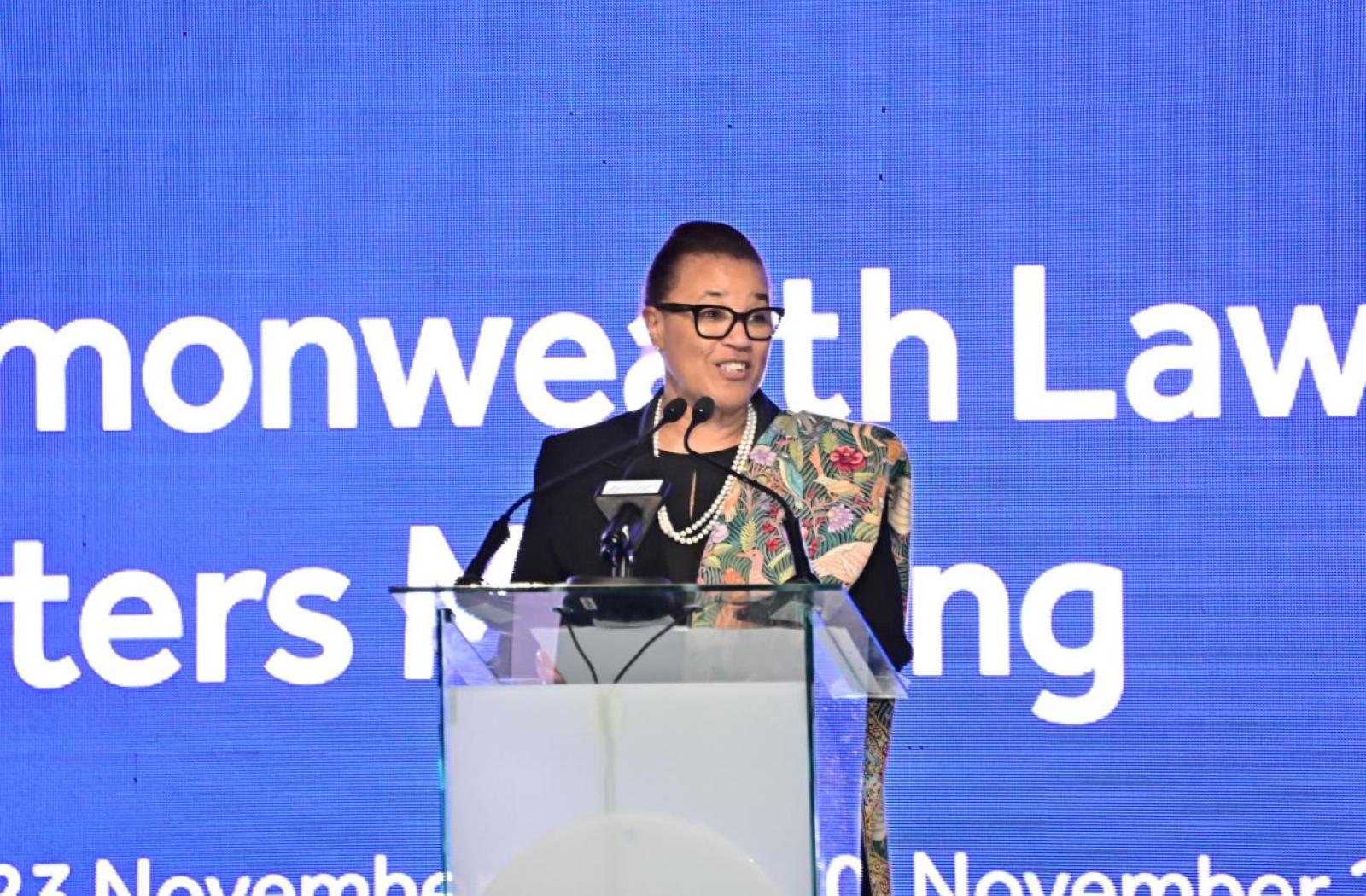 Commonwealth Secretary-General The Rt Hon Patricia Scotland KC, speaking at the Commonwealth Law Ministers Meeting (CLMM)