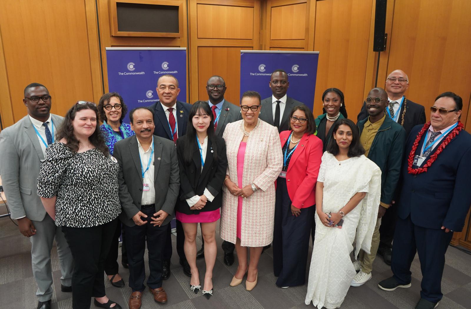 A group photo of Commonwealth youth leaders with Health Ministers at their intergenerational dialogue