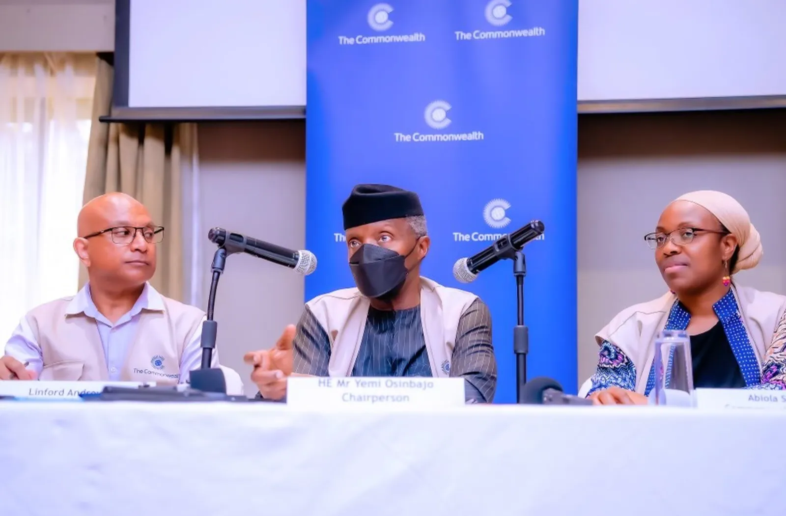 Chair of the Commonwealth Observer Group, H.E. Prof Yemi Osinbajo, former Vice President of Nigeria at a press conference