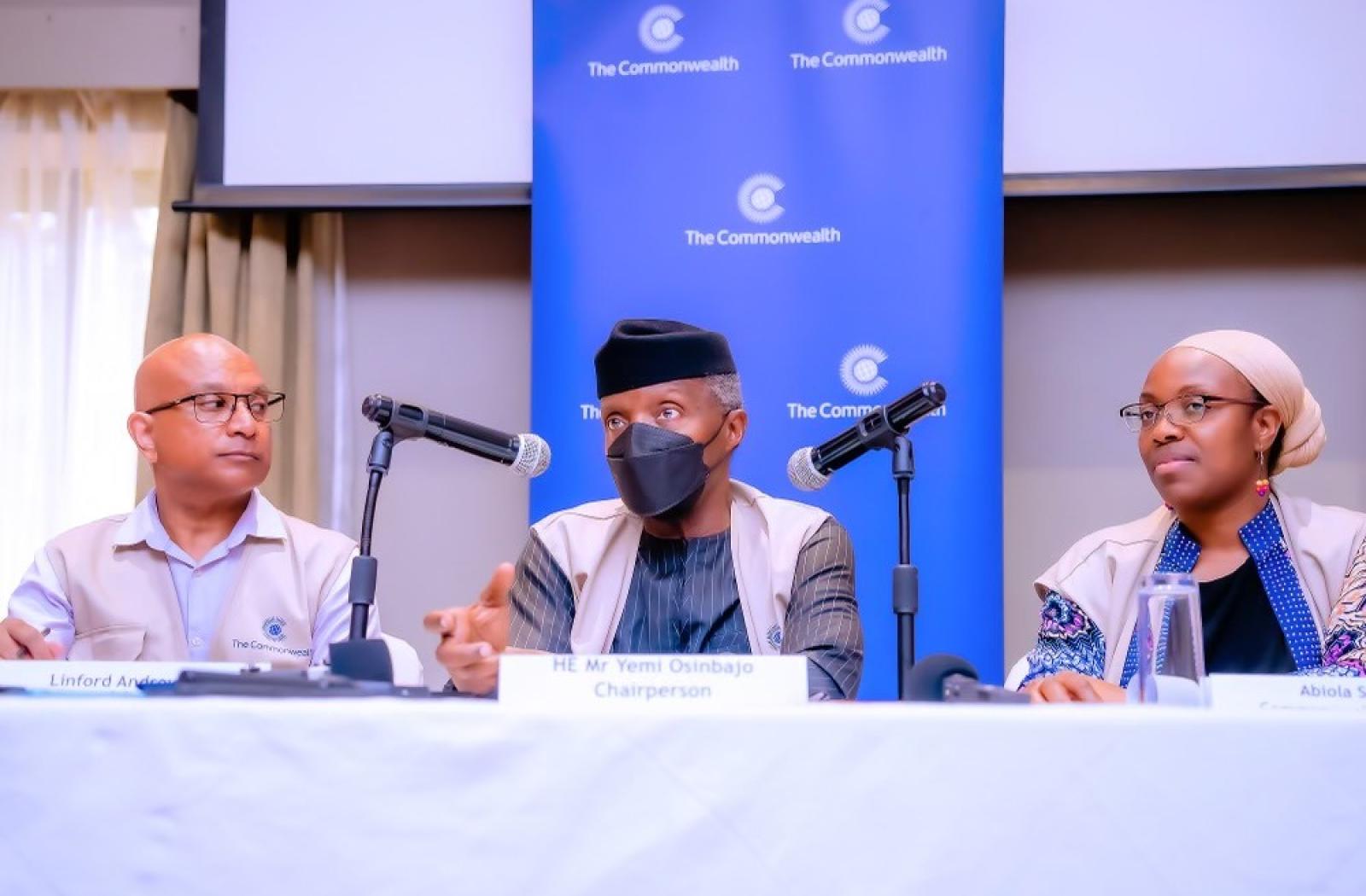 Chair of the Commonwealth Observer Group, H.E. Prof Yemi Osinbajo, former Vice President of Nigeria at a press conference