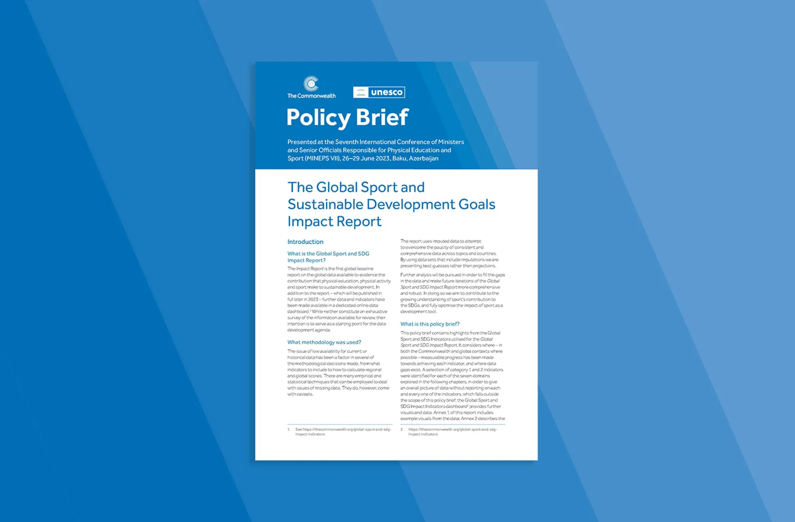 Cover image of the Global Sport and Sustainable Development Goals Impact Report