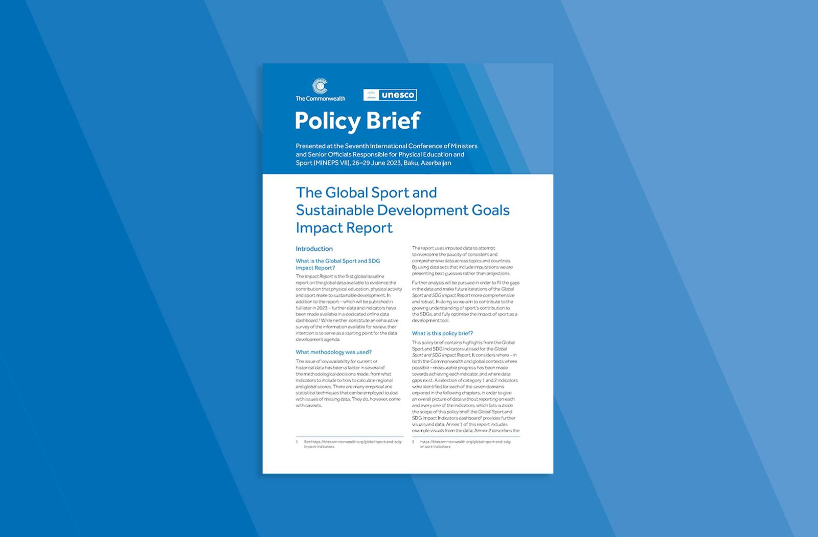 Cover image of the Global Sport and Sustainable Development Goals Impact Report