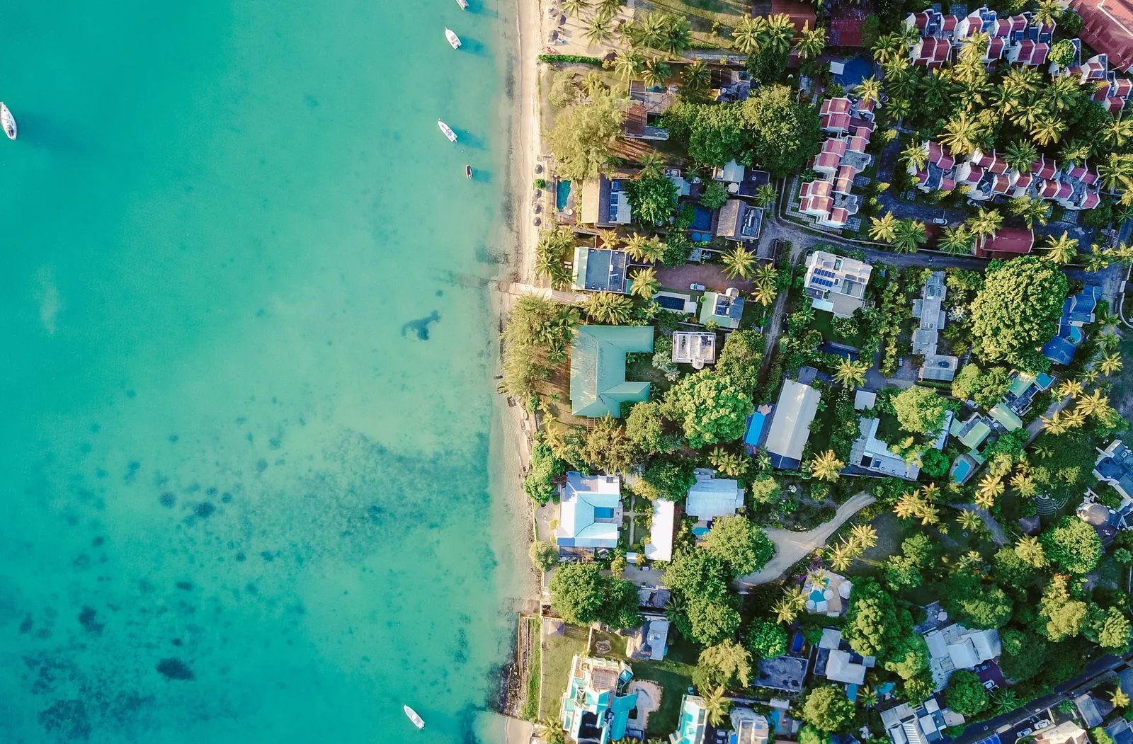 Aerial view of Mauritius coastline