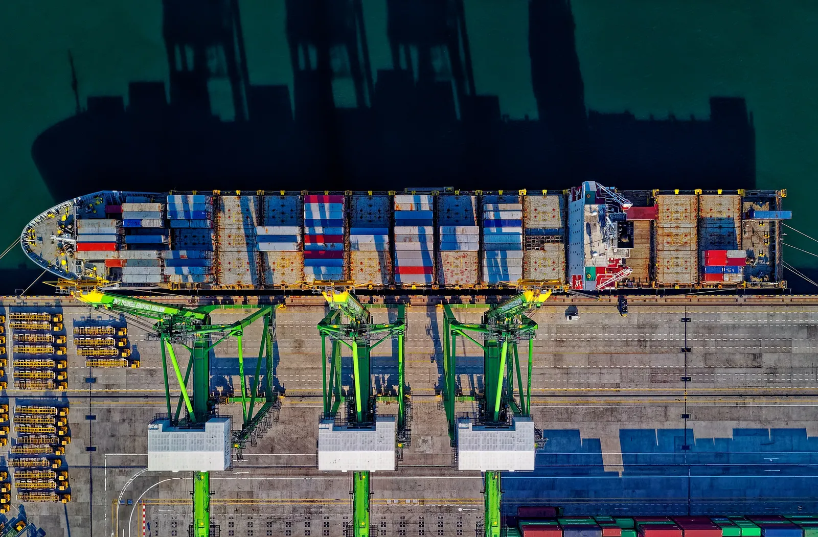 Aerial view of a cargo ship