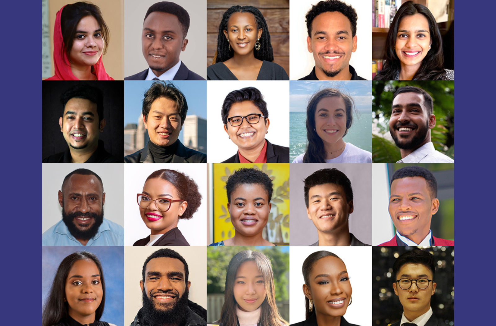 Collage of the 20 regional finalists for the 2023 Commonwealth Youth Awards