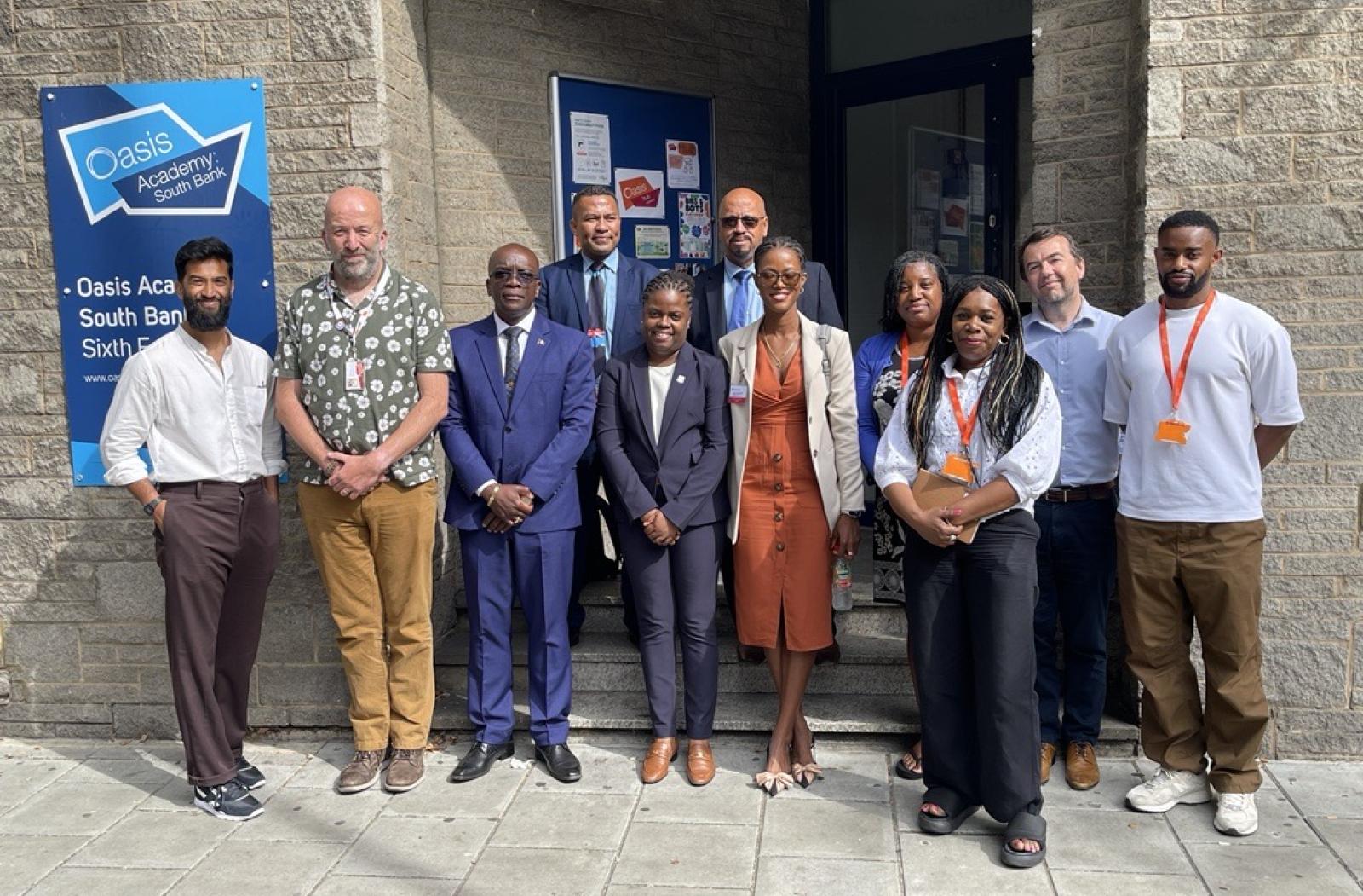 Commonwealth youth ministers on a site visit of a UK youth project