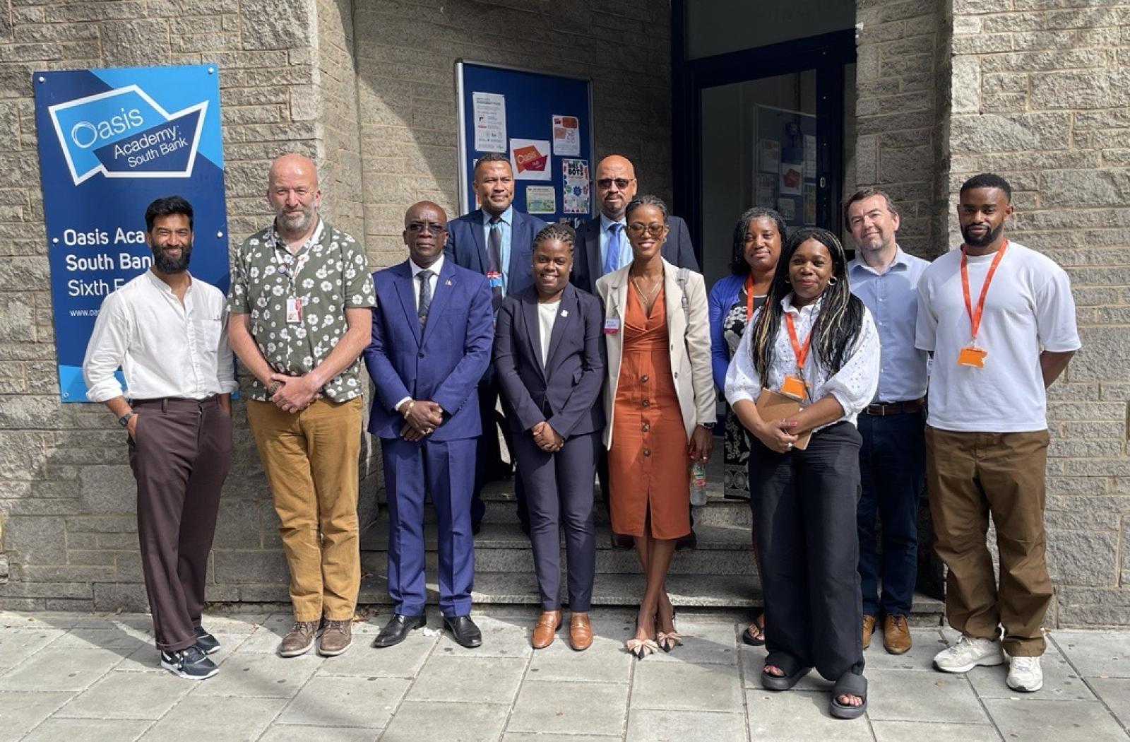 Commonwealth youth ministers on a site visit of a UK youth project