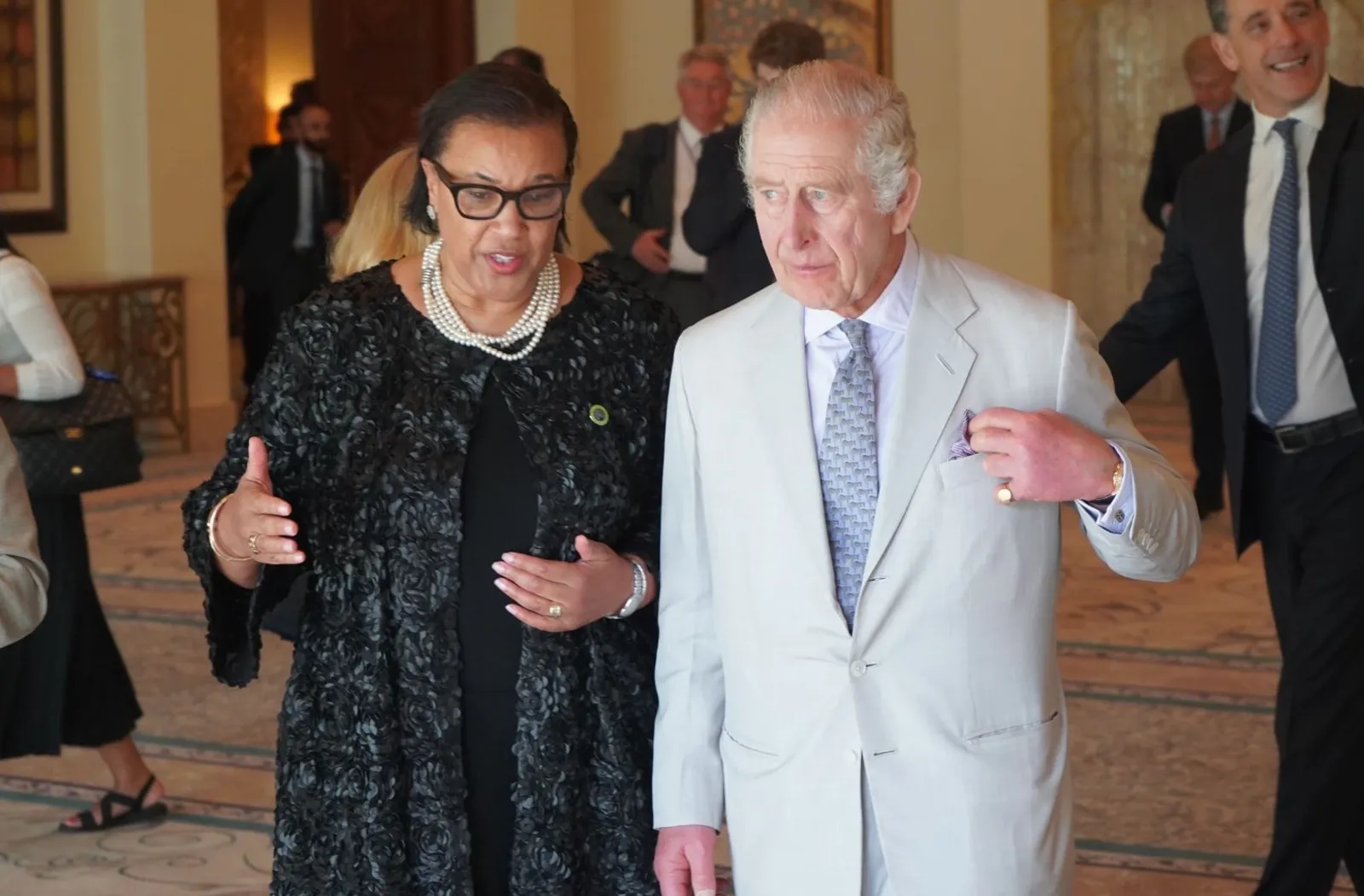 The Commonwealth Secretary-General, the Rt Hon Patricia Scotland, and His Majesty The King ahead of COP28