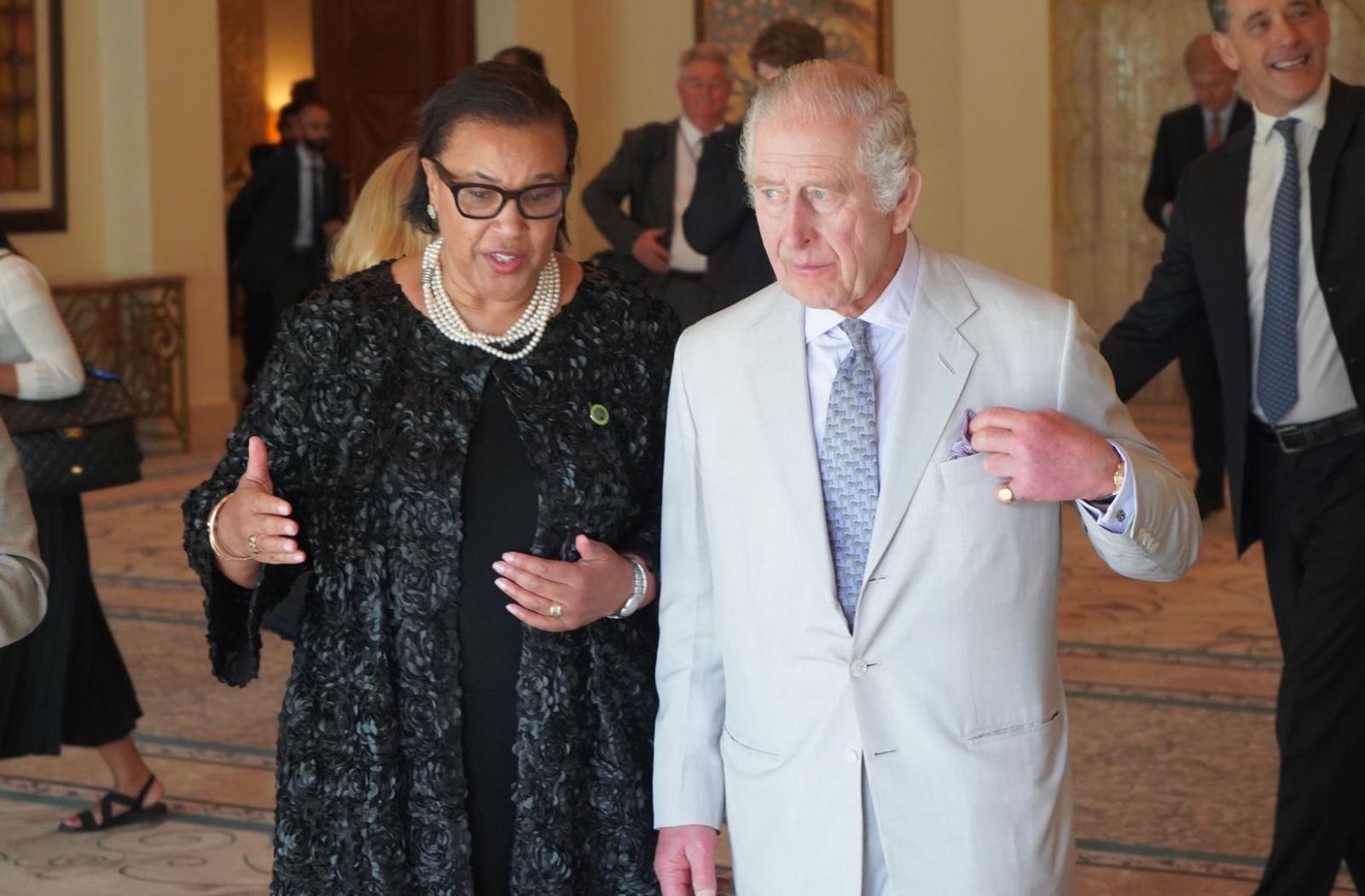 The Commonwealth Secretary-General, the Rt Hon Patricia Scotland, and His Majesty The King ahead of COP28