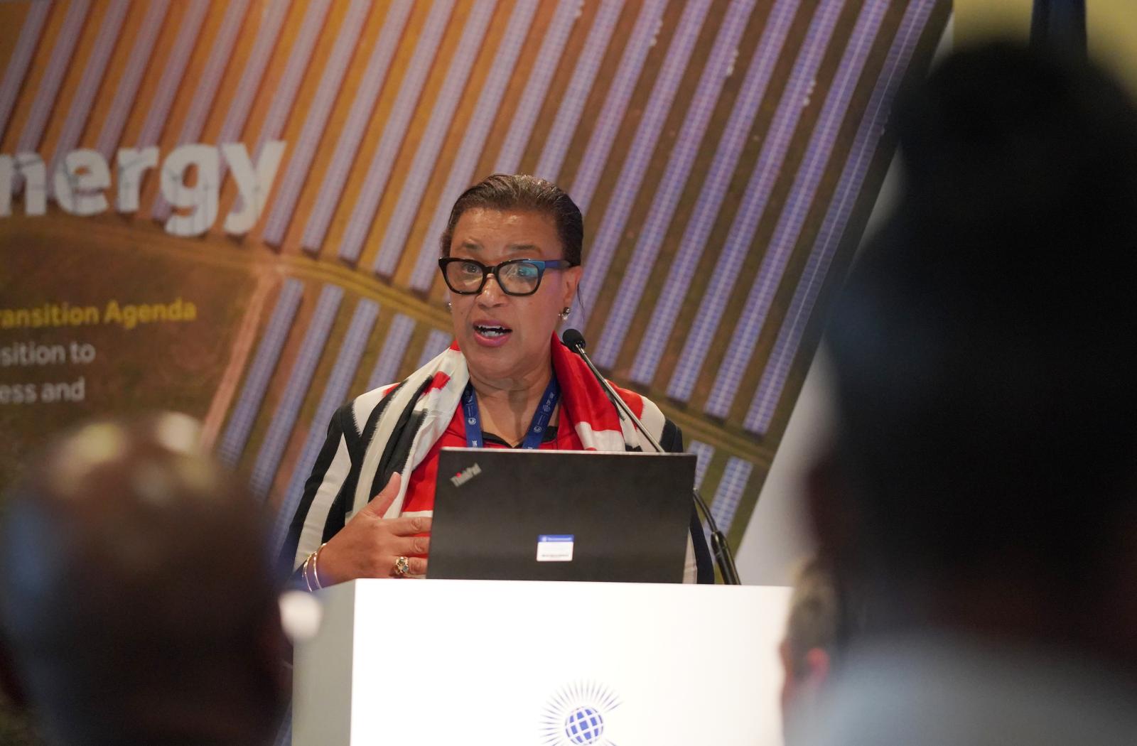 Commonwealth Secretary-General The Rt Hon Patricia Scotland KC at the launch event of the carbon tax model at COP28