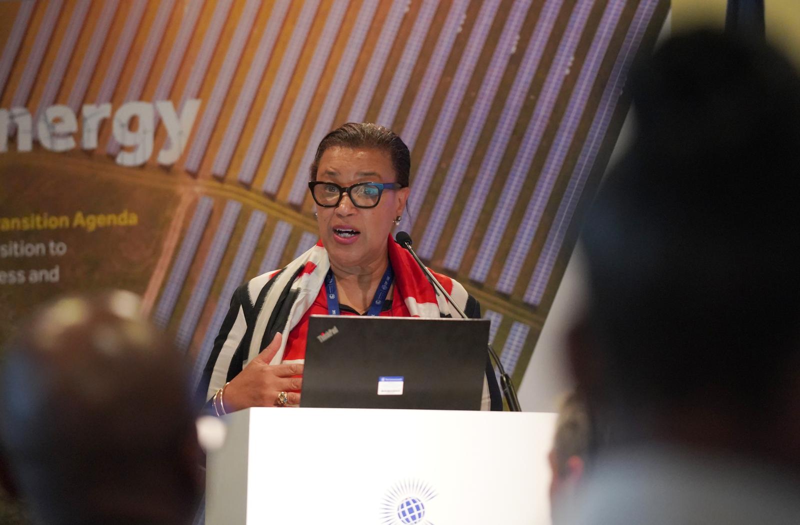 Commonwealth Secretary-General The Rt Hon Patricia Scotland KC at the launch event of the carbon tax model at COP28