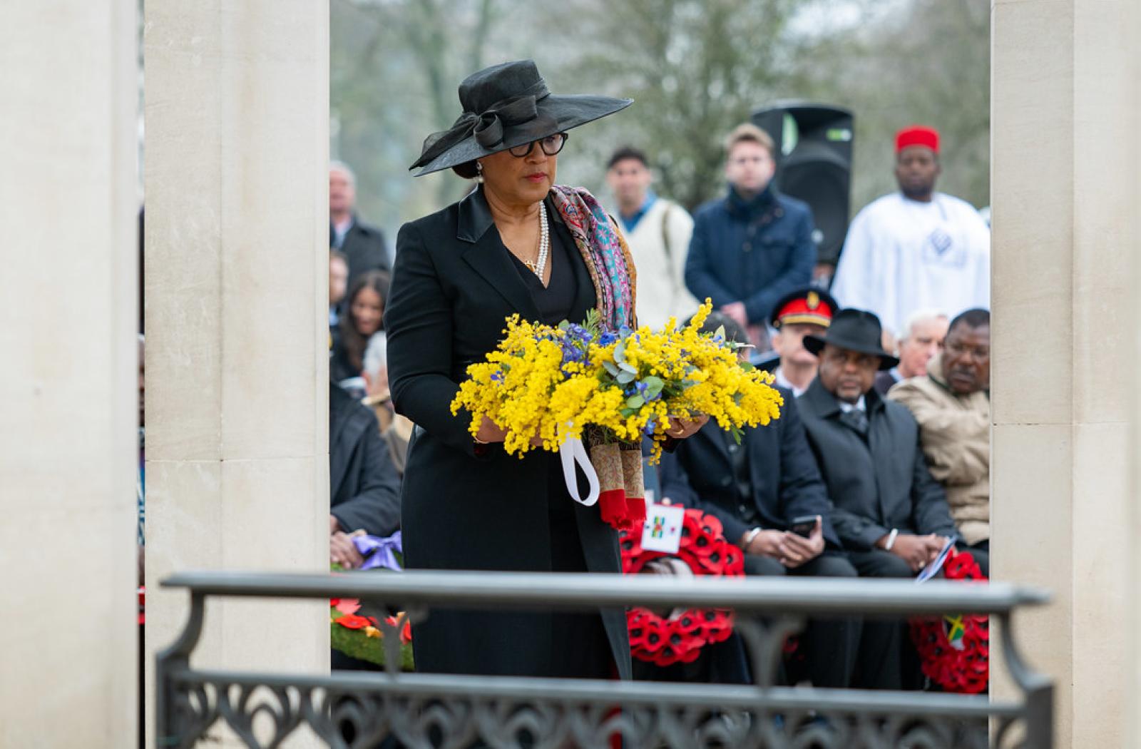 Commonwealth Secretary-General lays a wreath at the Commonwealth Memorial Gates during Commonwealth Day